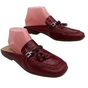 Brighton 9 Red Croc Leather Tassel Slip On Loafers Comfort Office Made In Italy